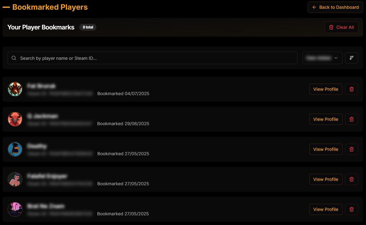 Player Bookmark Management
